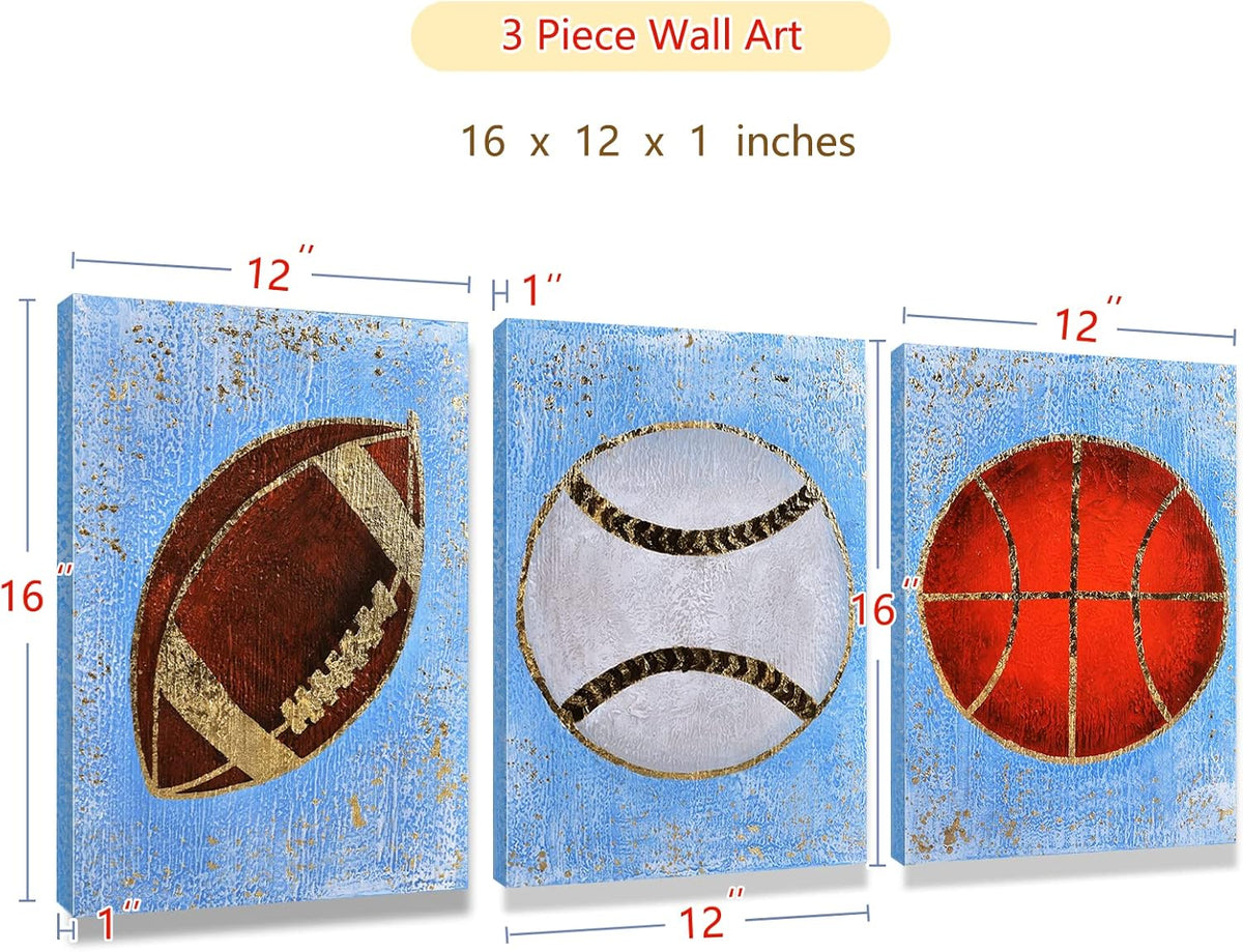Hand Painted Canvas Wall Art 12”x16” 3 Pieces D43065