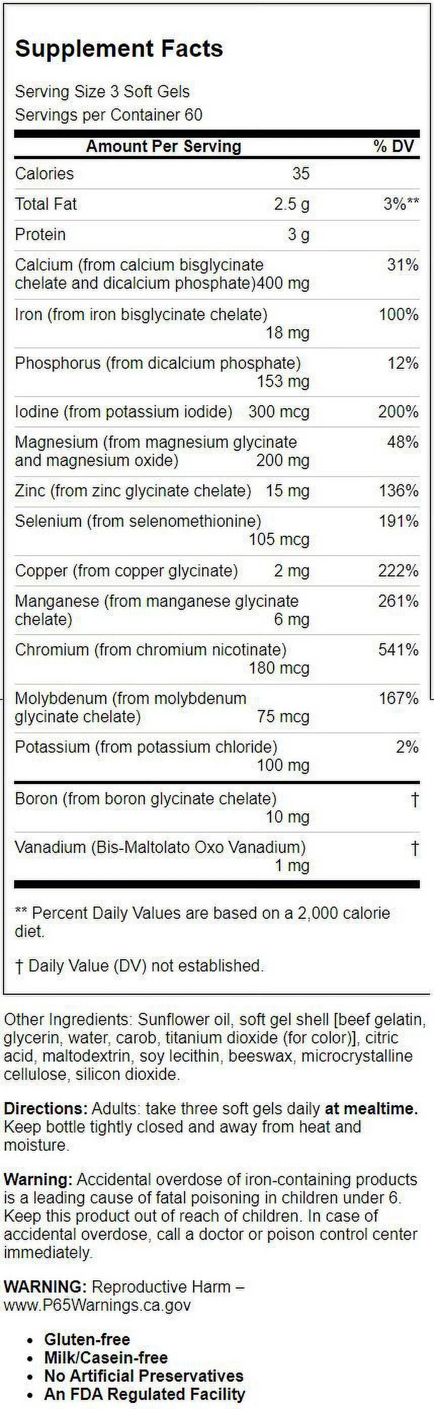 Chelated Minerals 180 Sgels N2803