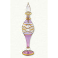 Purple and Gold Etched Egyptian Blown Glass Perfume Bottle F764
