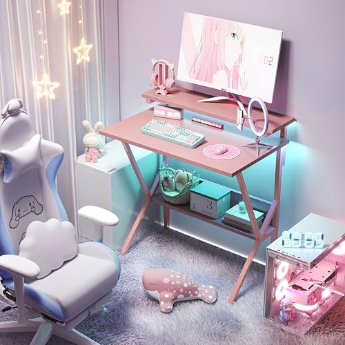 Small Desk with Adjustable Monitor Stand, Grey C253