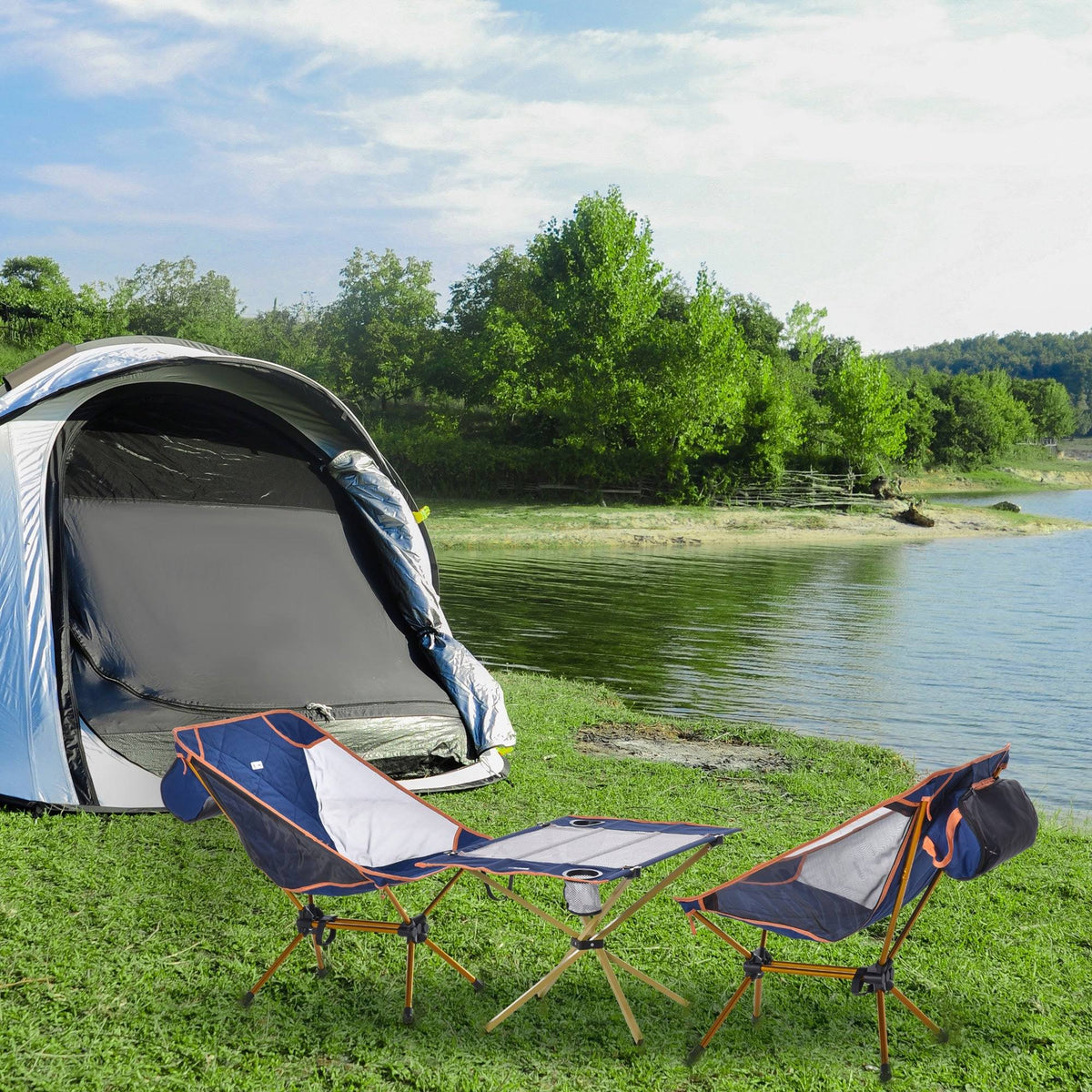 Lightweight Folding Camping Table Set with 2 Chairs and Carry Bag I699