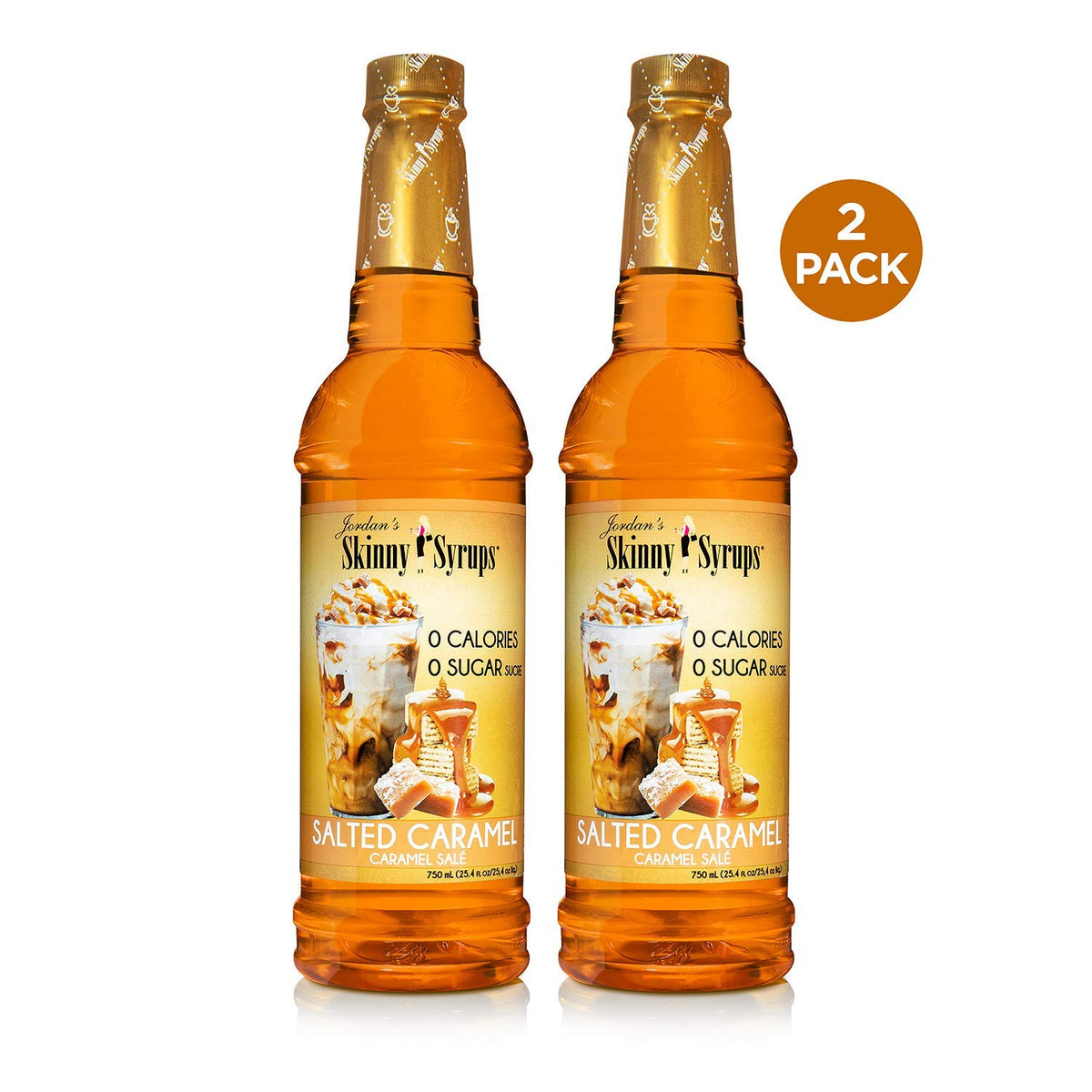 Sugar Free Coffee Syrups, Salted Caramel and Peanut Butter Cup Flavors, Zero Calorie, Gluten Free, 2 Pack Y860253
