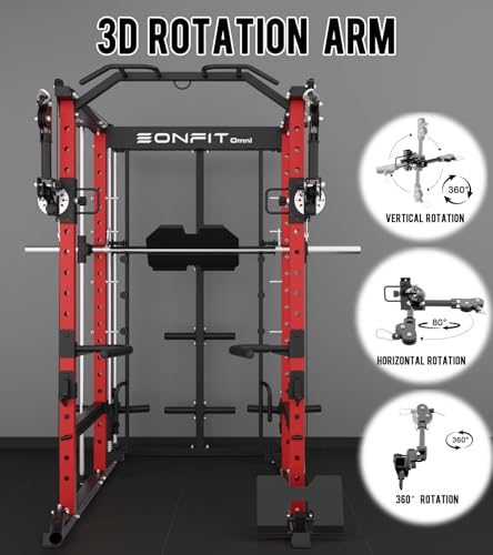 Smith Machine with Vertical Leg Press Power Cage Squat Rack with LAT-Pull Down Cable Crossover Rotating Arms System Home Gym Equipment H4984