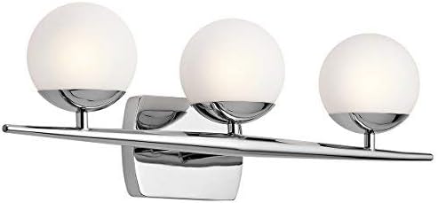 3 Light Halogen Vanity Light with Satin Etched Cased Opal Glass Chrome X366308
