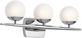 3 Light Halogen Vanity Light with Satin Etched Cased Opal Glass Chrome X366308