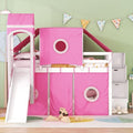 Full Loft Bed with Slide, Storage Stairs, and Tent, Dark Blue C5508
