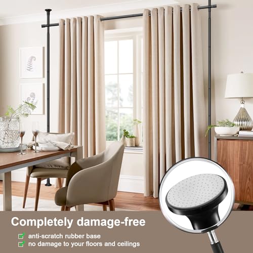 Black Metal Tension Curtain Rod Room Divider I56821
