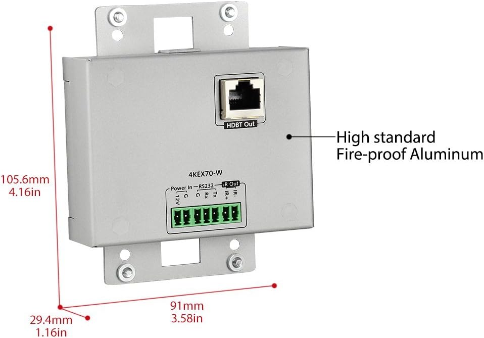 HDMI Extender Wall Plate HDMI VGA Switch 4K, 2 Port, Over Cat5e/6/7 Cable, Aux Input, Two-Way IR+RS232+HDCP2.2+EDID, 2 Gang, 4K60Hz,70M 1080P M38686