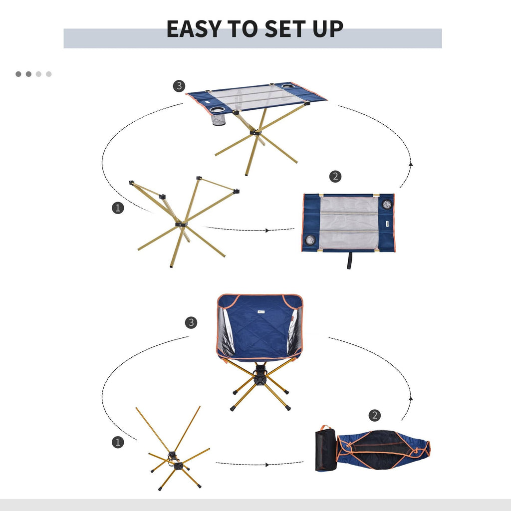 Lightweight Folding Camping Table Set with 2 Chairs and Carry Bag I699