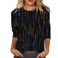 Summer Outfits for Women Casual Fashion Printing Crew Neck Three Quarter Sleeve V80139