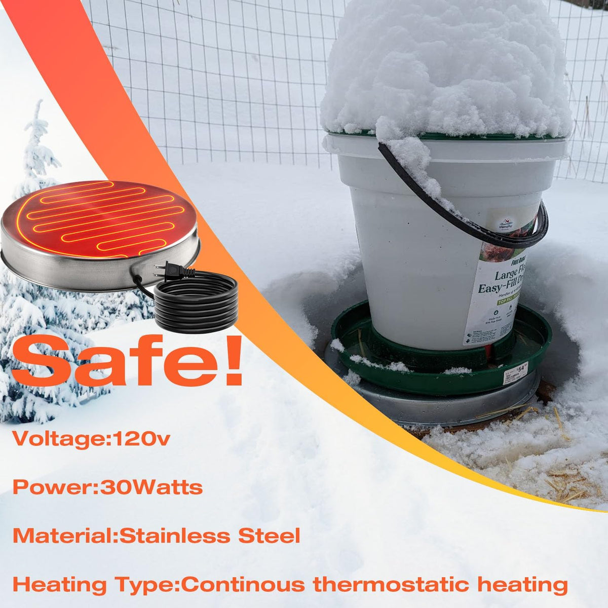 Chicken Water Heater Base Stainless Steel Heater D87619