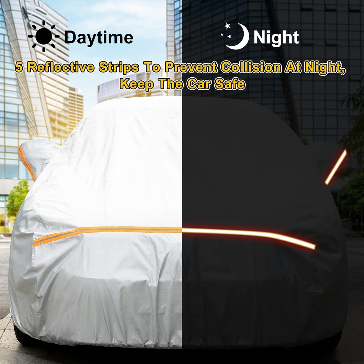 Waterproof All Weather Car Cover with Zipper Door & Storage Bag L91429