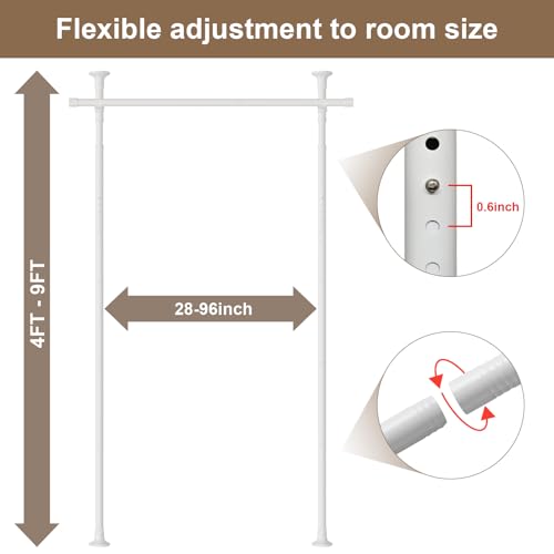 Black Metal Tension Curtain Rod Room Divider I56821