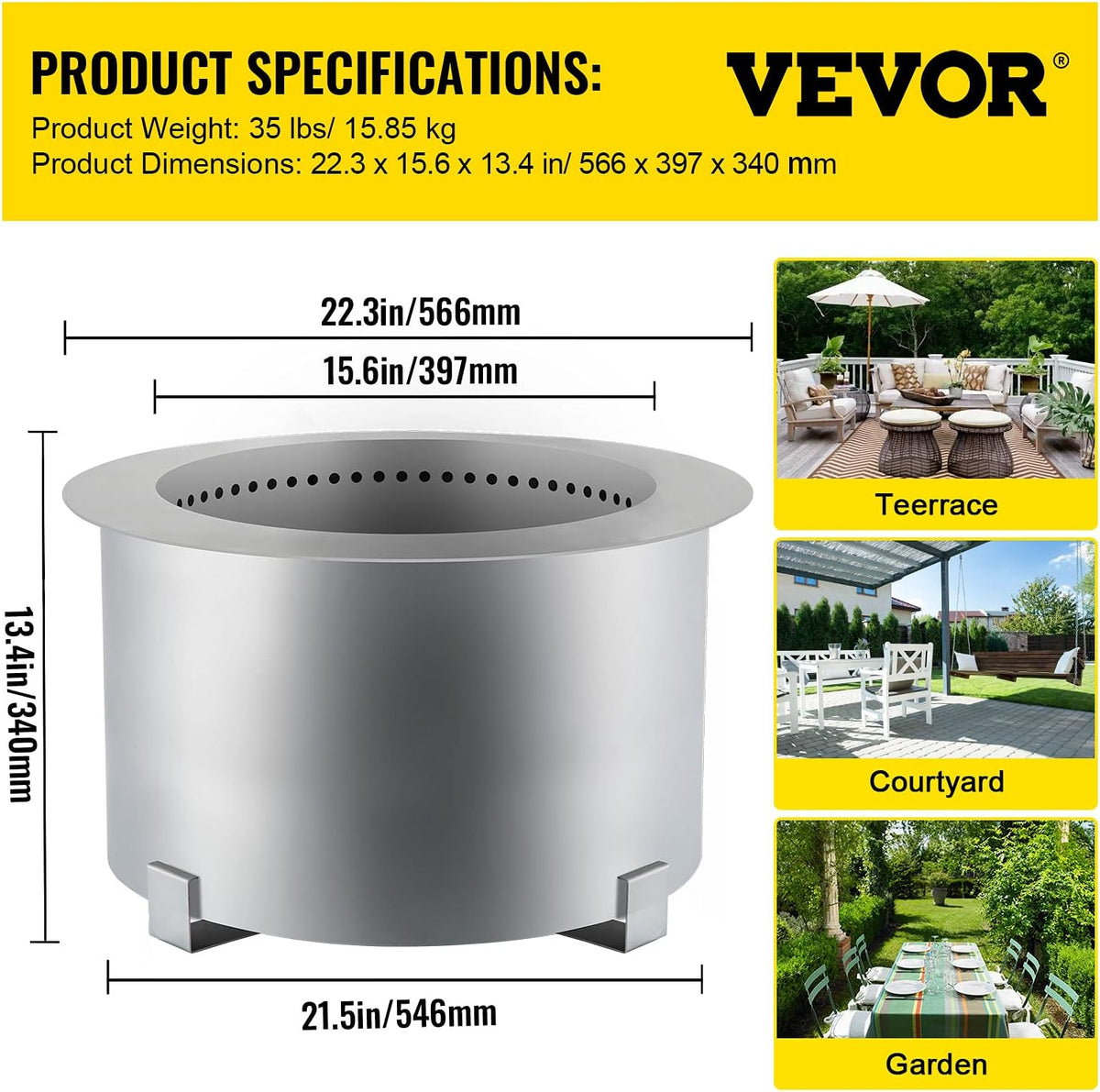 21.5 inch Stainless Steel Smokeless Fire Pit I2785