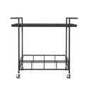 Clear and Black Contemporary Bar Cart with Wheels L8741