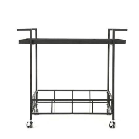 Clear and Black Contemporary Bar Cart with Wheels L8741