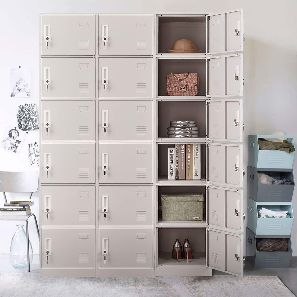 5 Door Light Gray Metal Locker Cabinet Y827