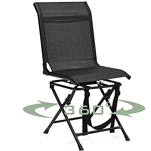 360 Degree Swivel Hunting Blind Chair with Carry Handle, 330 lbs Capacity, Waterproof, Silent Folding Chair with Armrest Q1127