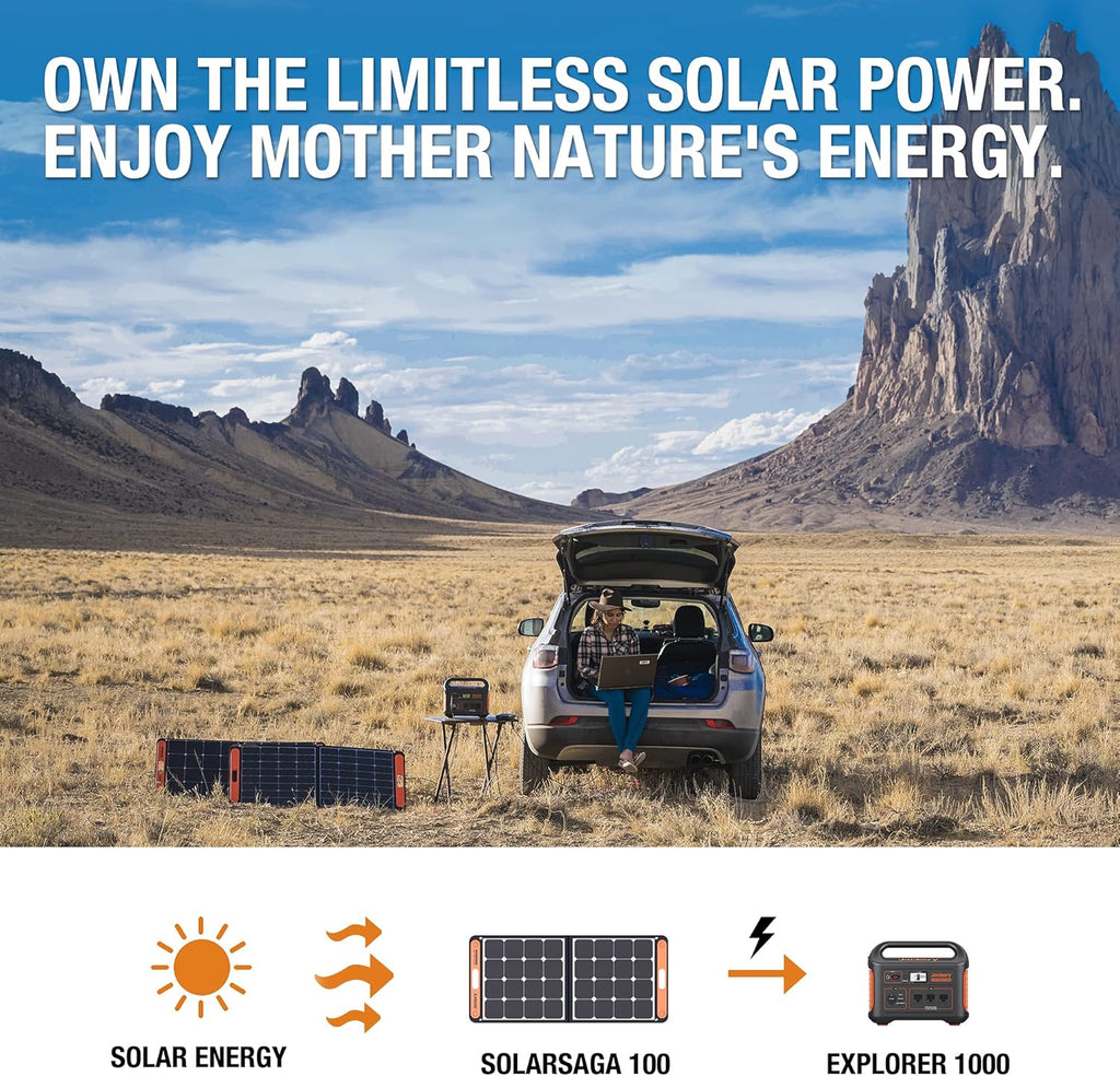 Solar Generator 1000 with 2X 100W Solar Panels and 1000W AC Outlets I6637