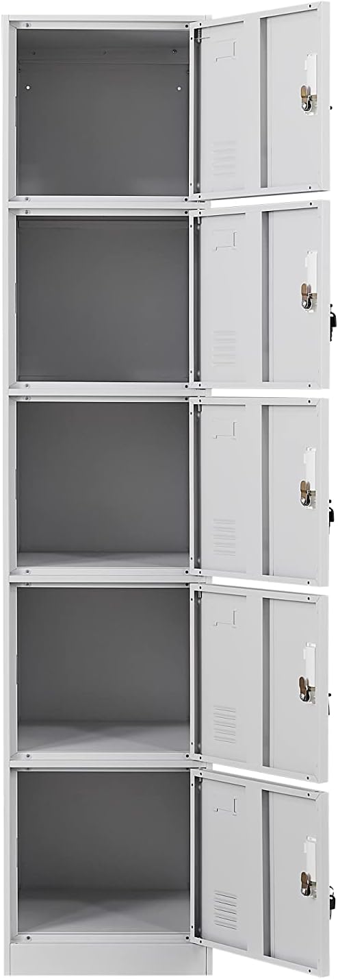 5 Door Light Gray Metal Locker Cabinet Y827