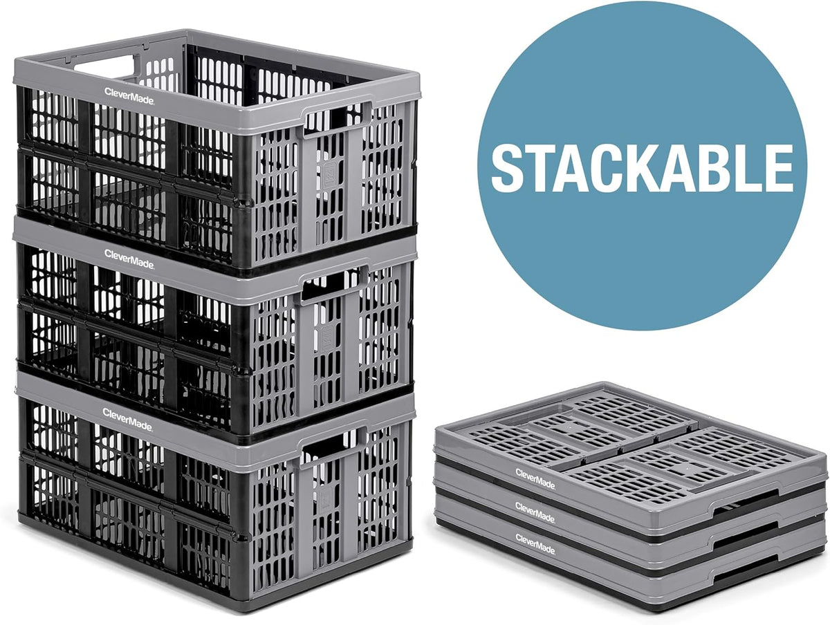 3PK 45L Collapsible Plastic Storage Bins J588189