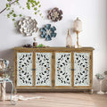 Accent Cabinet with 4 Doors and Wood Carved Floral Doors C951365