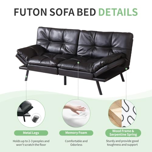 Blue Memory Foam Convertible Futon Sofa Bed G442484