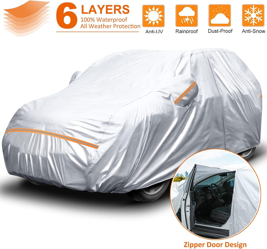 Waterproof All Weather Car Cover with Zipper Door & Storage Bag L91429