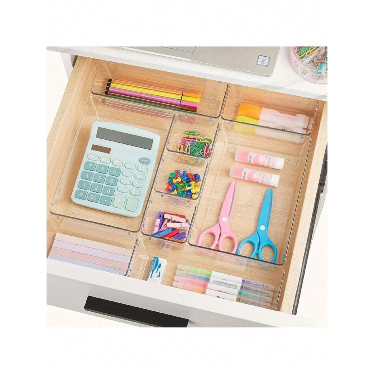 Clear Plastic Drawer Organizers Set, 4-Size Trays U5154