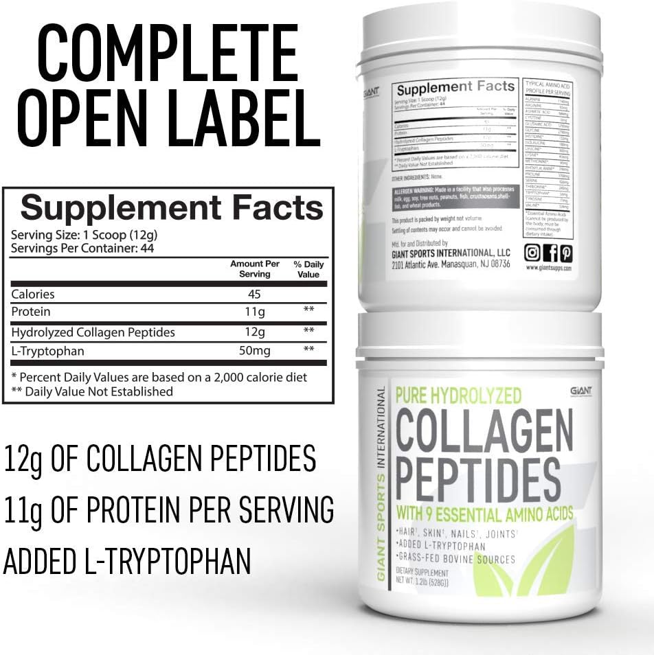 Collagen Peptide Powder Hydrolyzed Amino Acids 1 LB C837