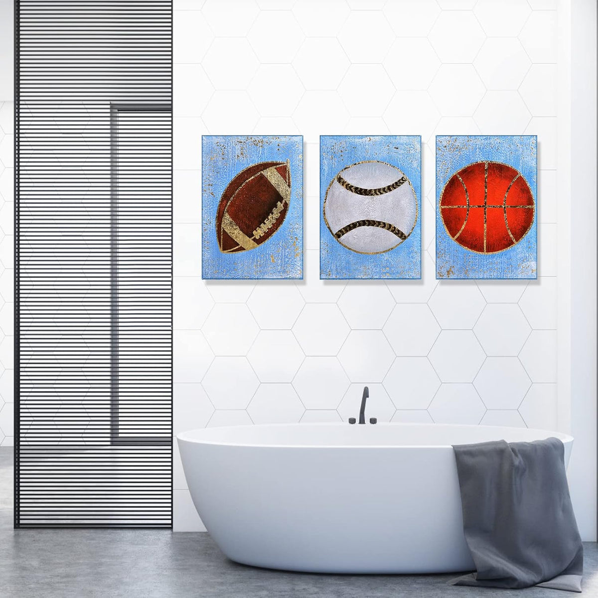 Hand Painted Canvas Wall Art 12”x16” 3 Pieces D43065