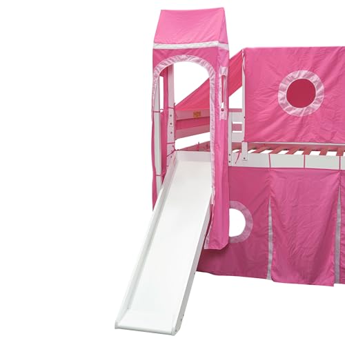 Full Loft Bed with Slide, Storage Stairs, and Tent, Dark Blue C5508
