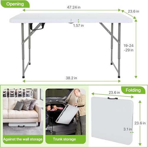 6 Ft Black Fold-in-Half Folding Table Y26980