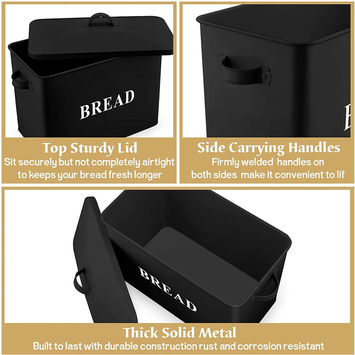 Black Metal Bread Box E385