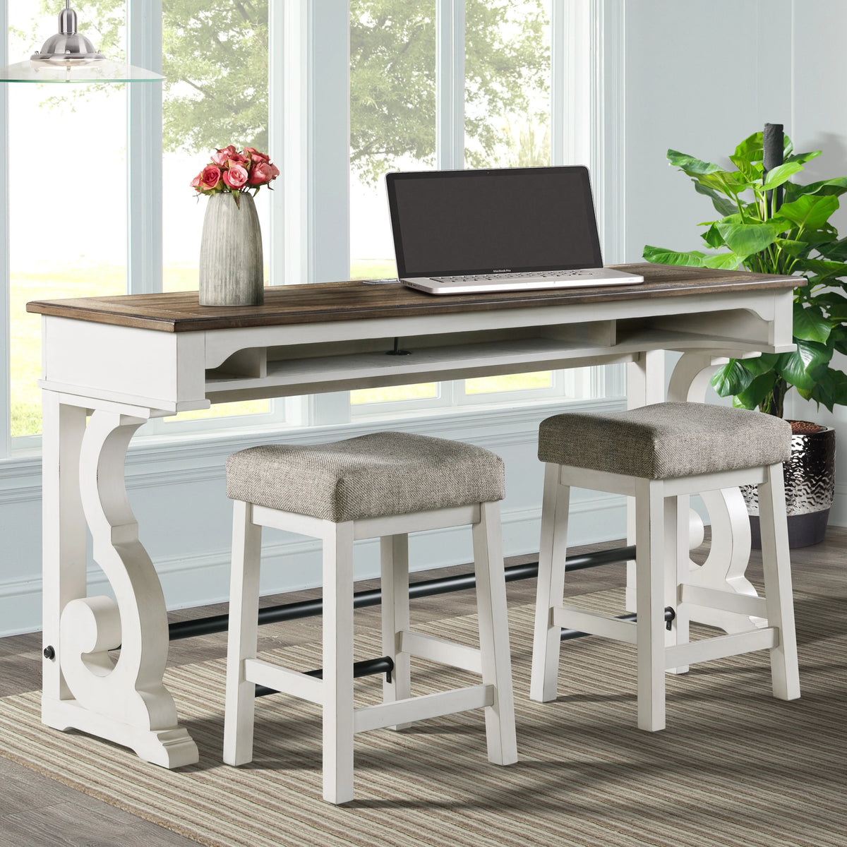 White Oak Wood Sofa Bar Table E740