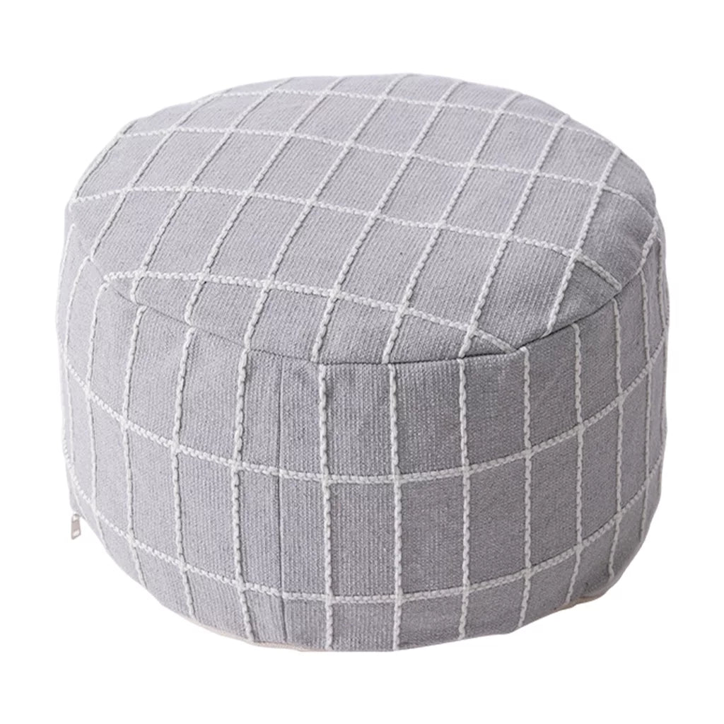 Gray Ottoman Pouffe Cover Foot Stool Cubes L815098