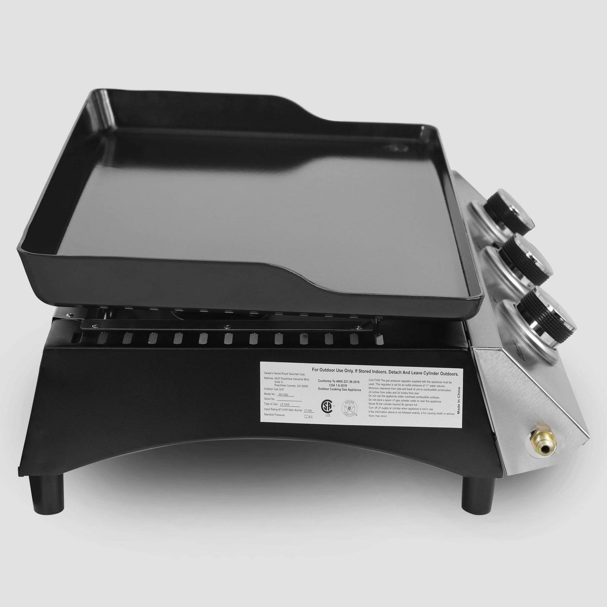 Portable 3-Burner Propane Gas Grill Griddle D284795