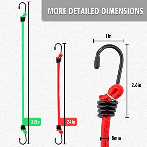 32 Piece Bungee Cords Assortment with Hooks U279