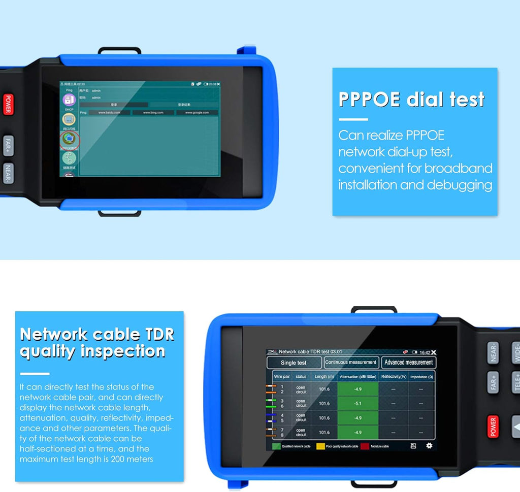 8MP AHD CVI TVI CVBS IP Camera Tester with 4 inch Touch Screen R333