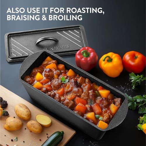 Black Cast Iron Bread Loaf Tin with Lid Y94664