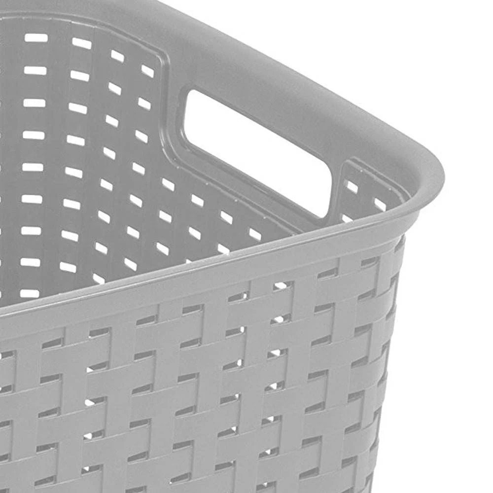 Tall Wicker Weave Plastic Laundry Hamper, 6 Pack T522