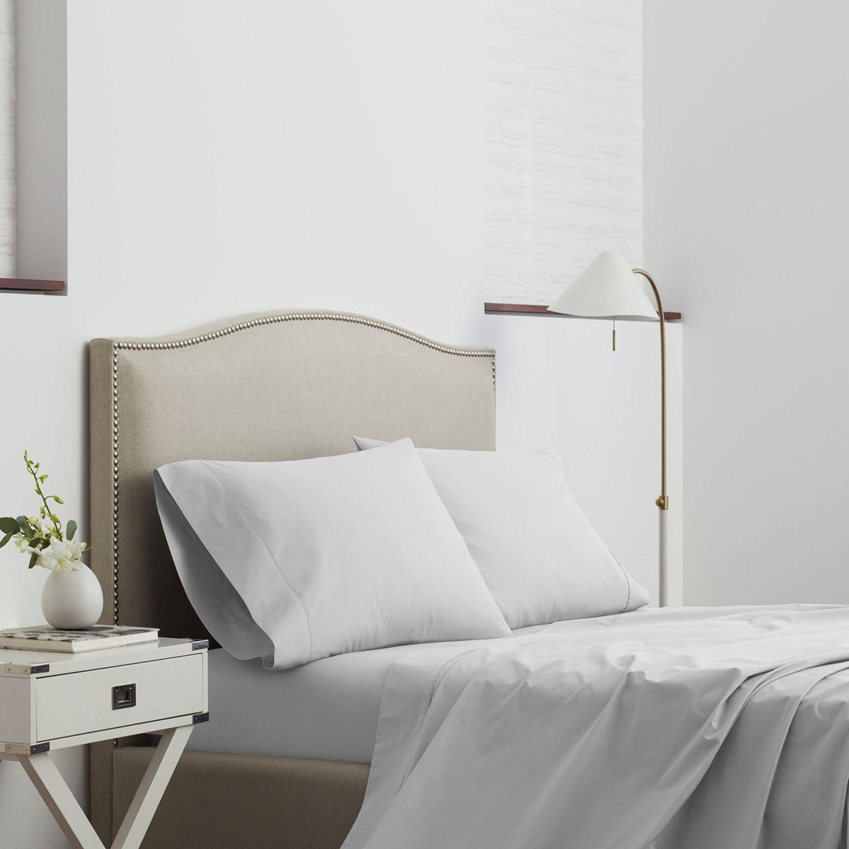 Grey Percale Twin Sheet Set I431