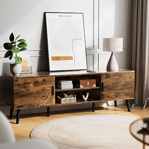 55 Inch TV Stand with Adjustable Shelf and 2 Cabinets X214