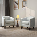 Faux Leather Accent Barrel Chair Set of 2 White C74057