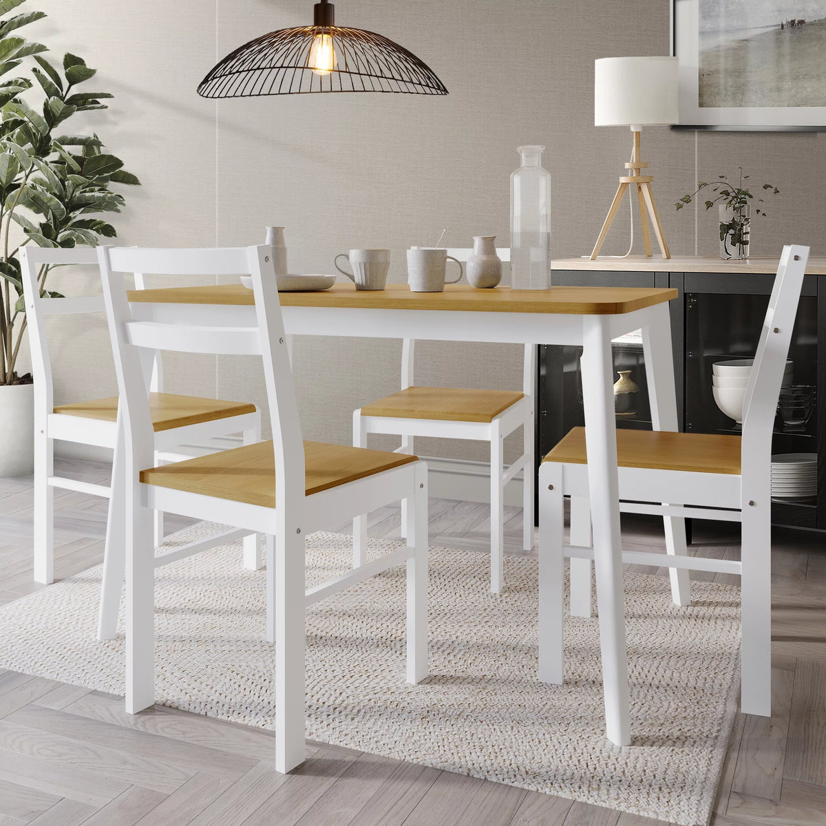 5-Piece Two Tone Wood Dining Table Set G60468