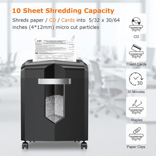 10-Sheet Micro-Cut Paper Shredder with 4.2 Gal Pullout Bin E2368