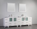 96 in. Double Sink Vanity Cabinet with Ceramic Sink & Mirror White X448