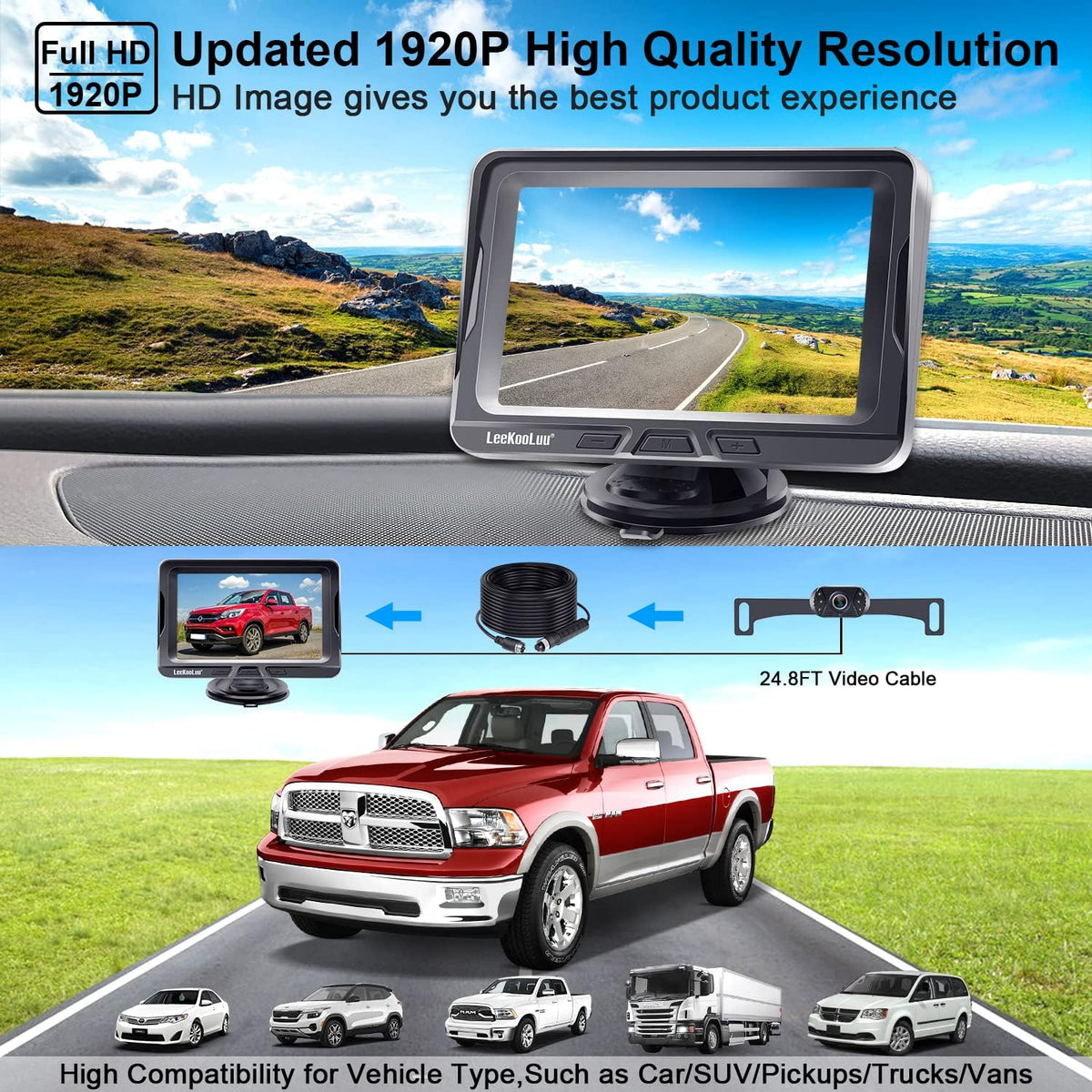 5 Inch HD 1080P Backup Camera Kit, Pack of 2 N754523