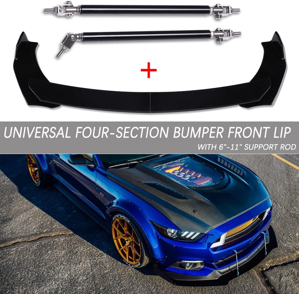 Red Adjustable Front Bumper Splitter Rods Pack of 2 S746145