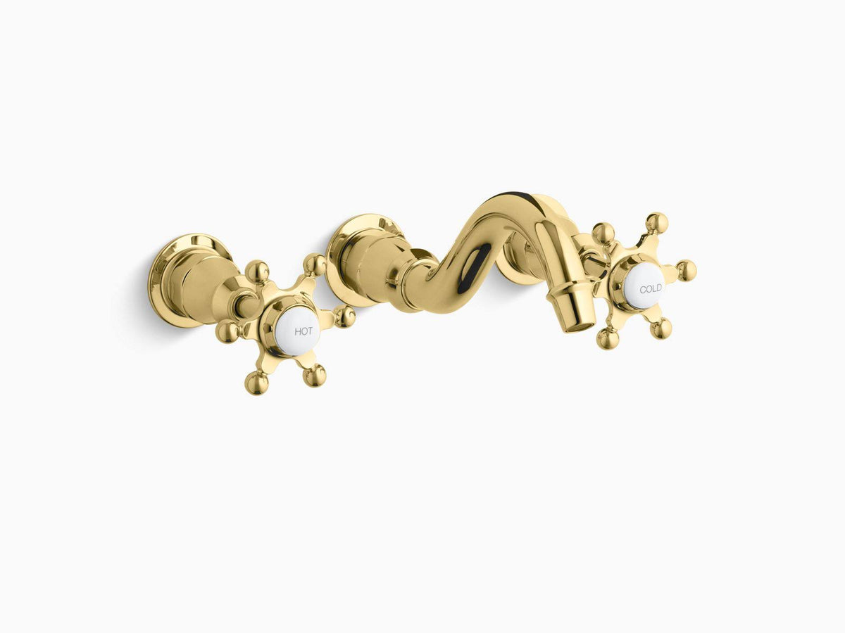 Polished Brass Wall Mount Bathroom Faucet Trim E94287